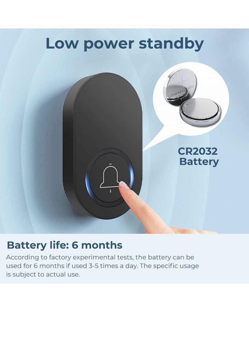 Mordely Wireless Doorbell for Home - Battery Operated, 1000 Feet, Wireless Door Bell w/LED Flash, 1 push button + 1 receiver  - Image 4