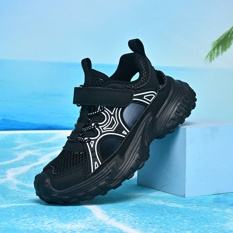 Boys' Shoes 2025 Hollow Breathable Frame Shoes For Older Children, Student Soft-Soled Dad Shoes Trendy - Image 3
