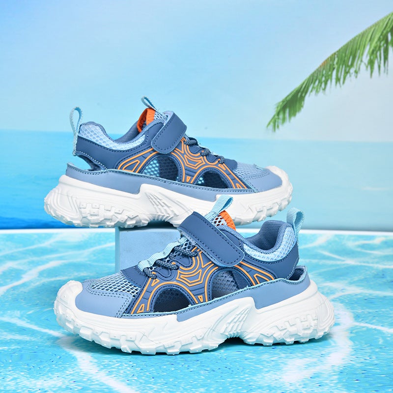 Boys' Shoes 2025 Hollow Breathable Frame Shoes For Older Children, Student Soft-Soled Dad Shoes Trendy - Image 2
