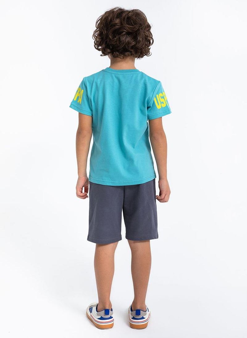 U.S. Polo Assn. U.S. Polo Assn. Boys Light Blue Bermuda Set - Image 4