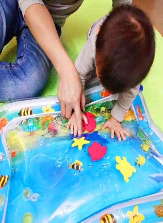 PULSBERY بساط لعب مائي قابل للنفخ مقاوم للتسرب من PULSBERY للأطفال، مثالي لوقت الاستلقاء على البطن، محمول للاستخدام في الأماكن المغلقة والمفتوحة، مع ألعاب عائمة، عبوة من قطعة واحدة (أزرق). - Image 3