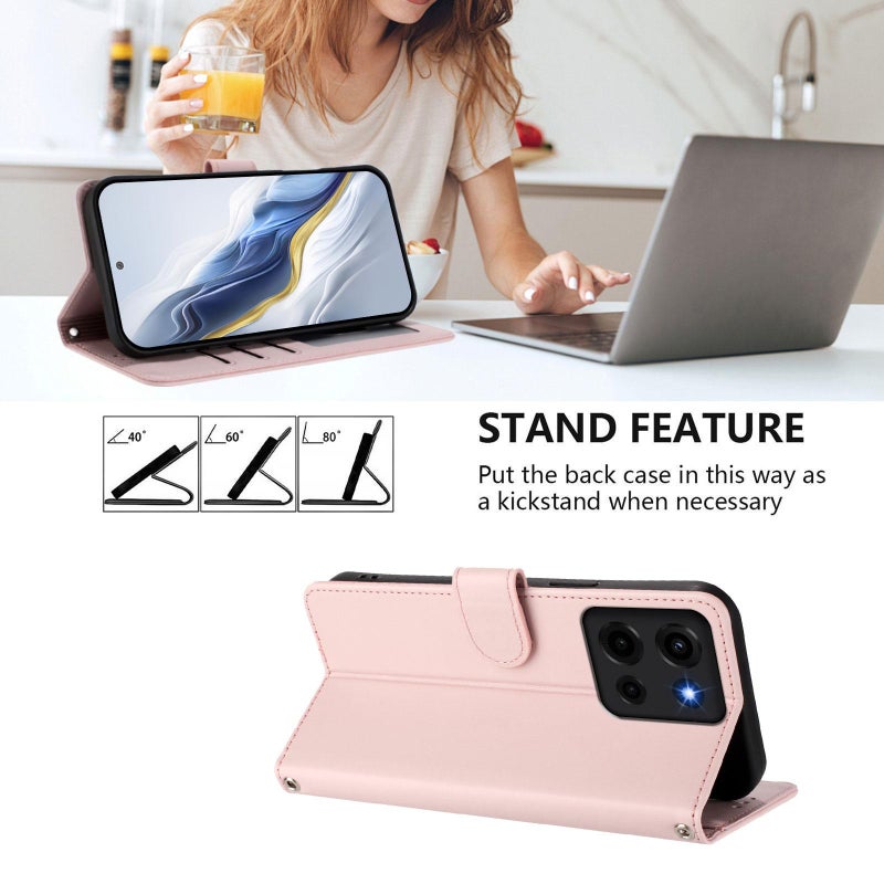 erorex For Motorola Moto G 5G 2025 Embossed  Cat Leather Phone Case with Hand Strap(Pink) - Image 3