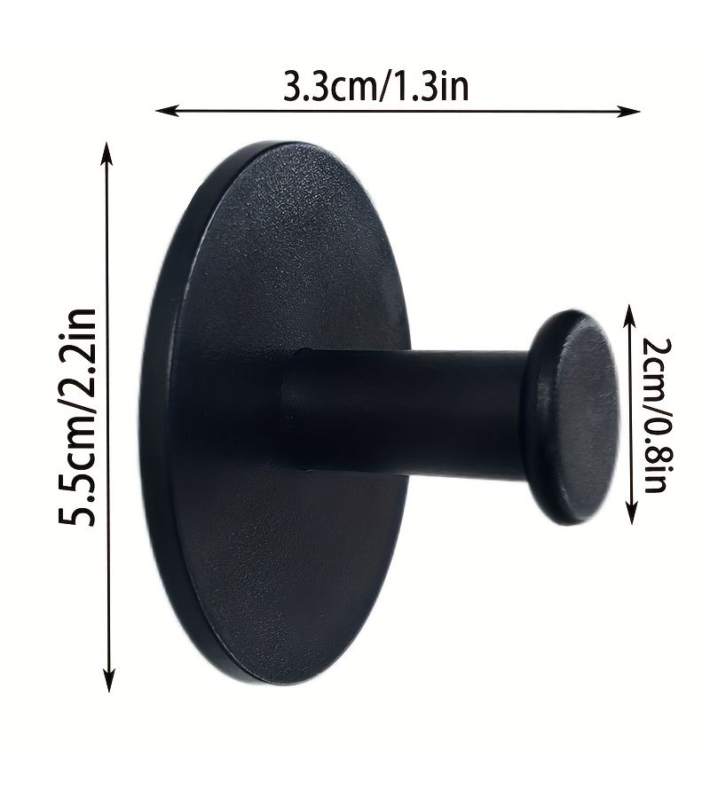 Black No Drill Heavy Duty Plastic Adhesive Hooks for Home Kitchen Bathroom - Image 2