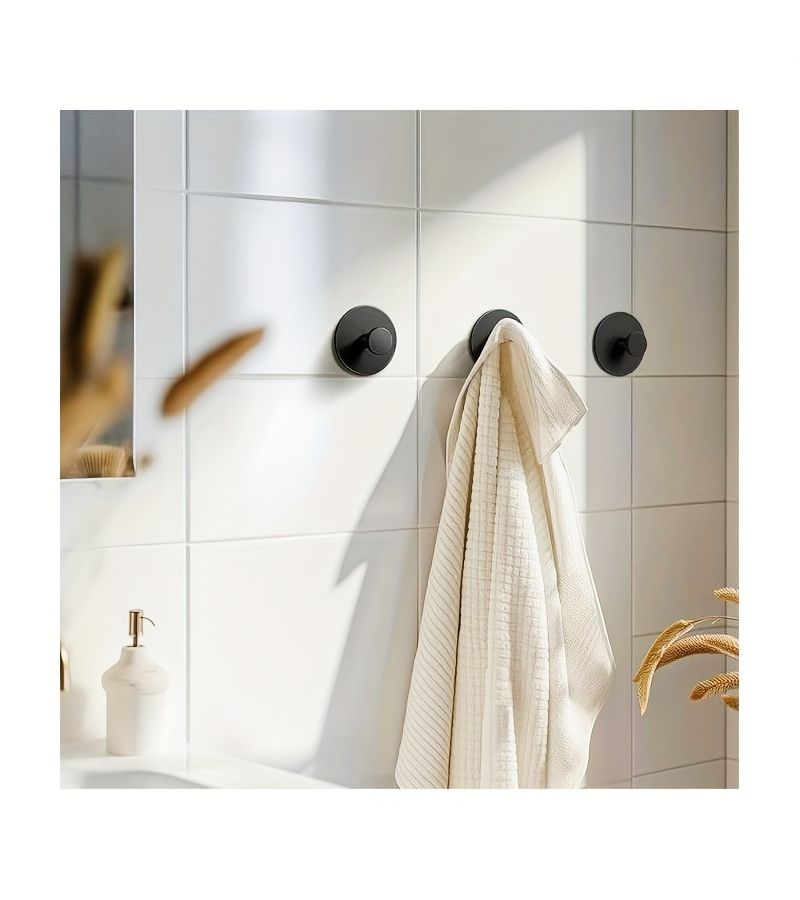 Black No Drill Heavy Duty Plastic Adhesive Hooks for Home Kitchen Bathroom - Image 3