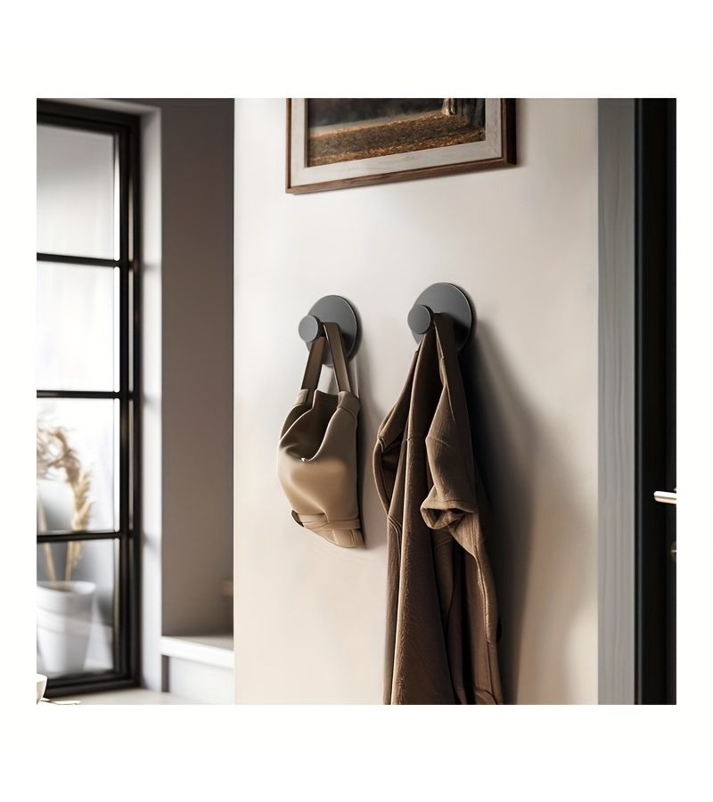 Black No Drill Heavy Duty Plastic Adhesive Hooks for Home Kitchen Bathroom - Image 4