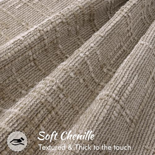 decorUhome Chenille Throw Pillow Covers 22x22 Set of 2 Soft Textured Slubby Modern Decorative Pillow Covers with Elegant Design for Couch Sofa Living Room Oatmeal - Image 3