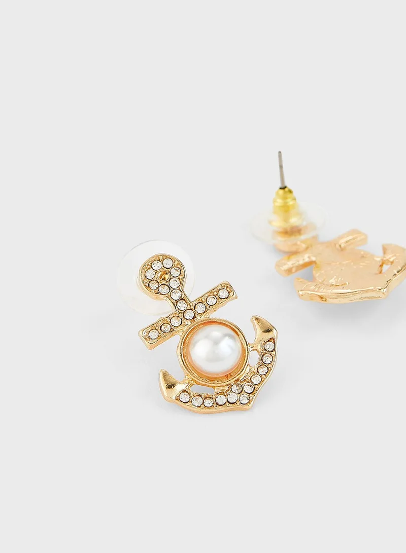 Ginger Anchor Stud Earrings
