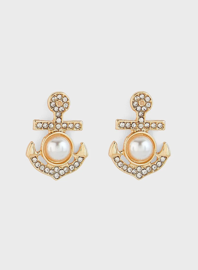Ginger Anchor Stud Earrings