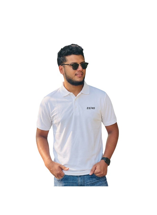 ZE|RO Men’s Slim Fit Collar Polo T-Shirts - White - Image 2