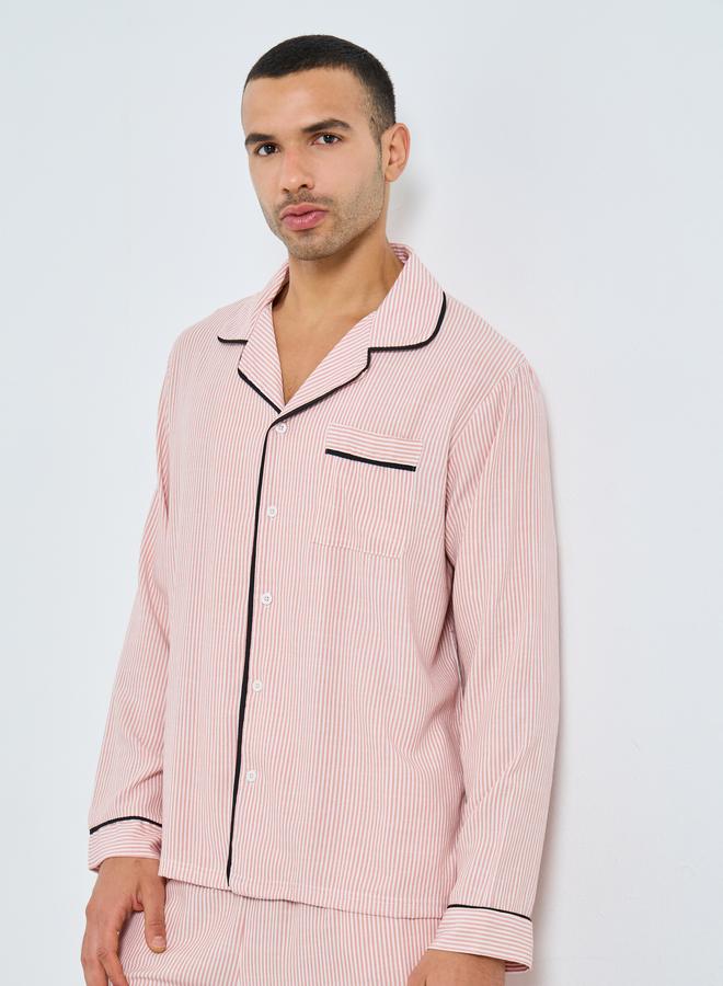 ستايلي طقم من بنطال بيجاما مع قميص مخطط - Image 2