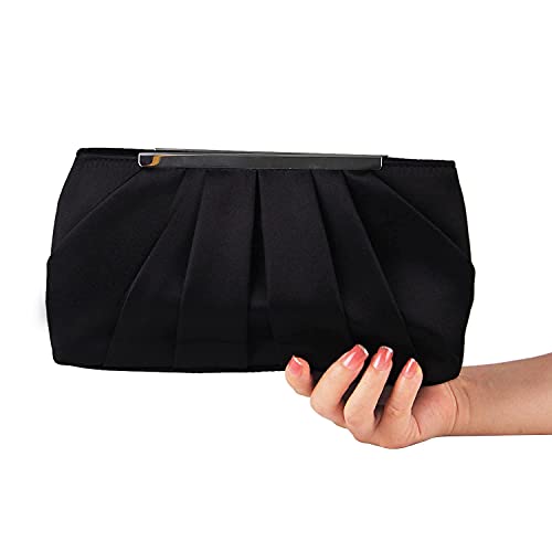 Lanpet Women's Evening Clutch Purses for Women Satin Elegant Pleated Evening Bag Silver Wedding Handbags for Women - Image 5