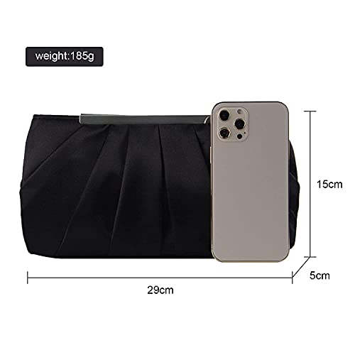 Lanpet Women's Evening Clutch Purses for Women Satin Elegant Pleated Evening Bag Silver Wedding Handbags for Women - Image 3