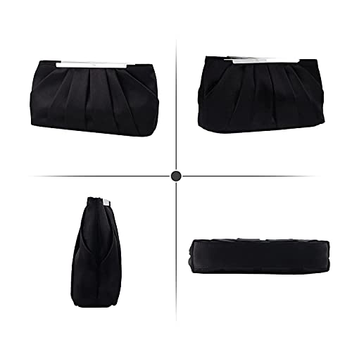 Lanpet Women's Evening Clutch Purses for Women Satin Elegant Pleated Evening Bag Silver Wedding Handbags for Women - Image 2