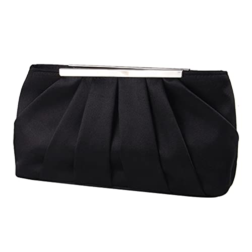 Lanpet Women's Evening Clutch Purses for Women Satin Elegant Pleated Evening Bag Silver Wedding Handbags for Women - Image 1