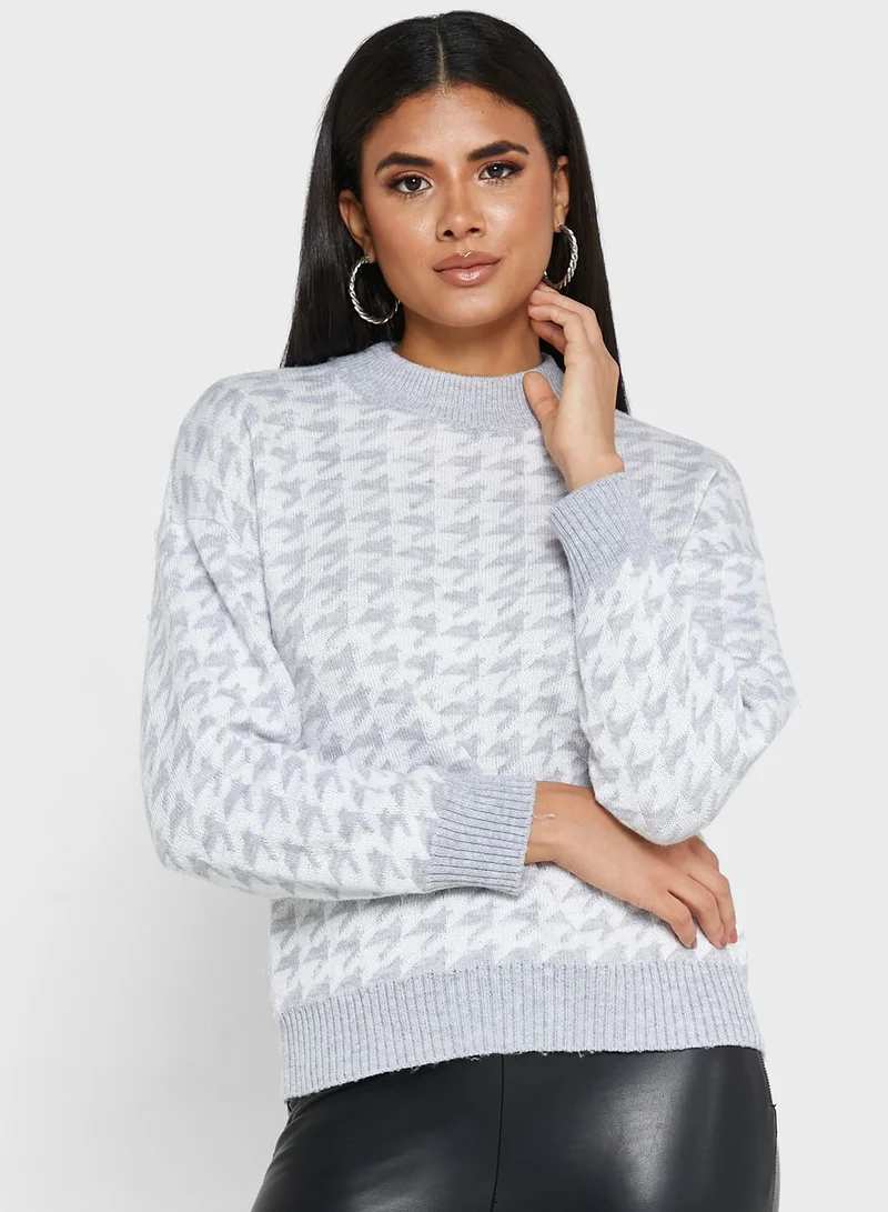 ELLA Houndstooth Knitted Sweater