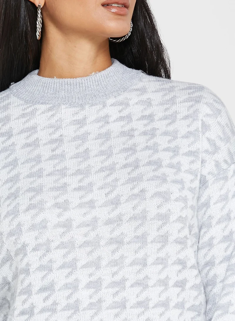 ELLA Houndstooth Knitted Sweater