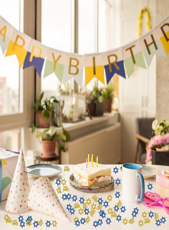 INNORU Mazel Tov Confetti Glitter, Congratulations Table Decor, Birthday, Bar Mitzvah Paper Scatter Confetti, Birthday, Wedding, Jewish Party Table Decorations, 120pcs - Image 4