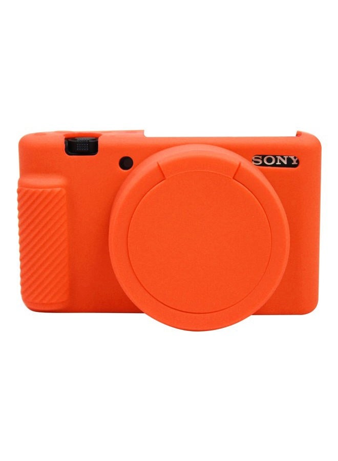 Easy Hood حافظة كاميرا لكاميرا سوني ZV-1 مع غطاء عدسة قابل للإزالة، حافظة كاميرا سيليكون ناعمة مضادة للخدش متوافقة مع كاميرا سوني ZV-1 ZV1 (برتقالي) - Image 1