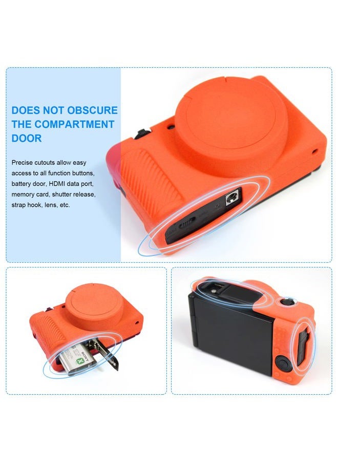 Easy Hood حافظة كاميرا لكاميرا سوني ZV-1 مع غطاء عدسة قابل للإزالة، حافظة كاميرا سيليكون ناعمة مضادة للخدش متوافقة مع كاميرا سوني ZV-1 ZV1 (برتقالي) - Image 4