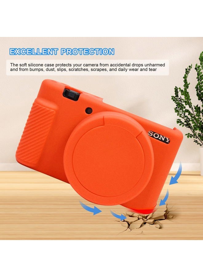 Easy Hood حافظة كاميرا لكاميرا سوني ZV-1 مع غطاء عدسة قابل للإزالة، حافظة كاميرا سيليكون ناعمة مضادة للخدش متوافقة مع كاميرا سوني ZV-1 ZV1 (برتقالي) - Image 3