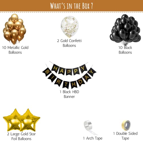 SpecialYou.in Birthday Decoration Items with Golden & black balloons for decoration, birthday decoration items for men, balloons for birthday decor, birthday decoration for women- 27 Pcs Rubber - Image 3