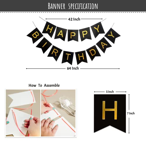 SpecialYou.in Birthday Decoration Items with Golden & black balloons for decoration, birthday decoration items for men, balloons for birthday decor, birthday decoration for women- 27 Pcs Rubber - Image 5