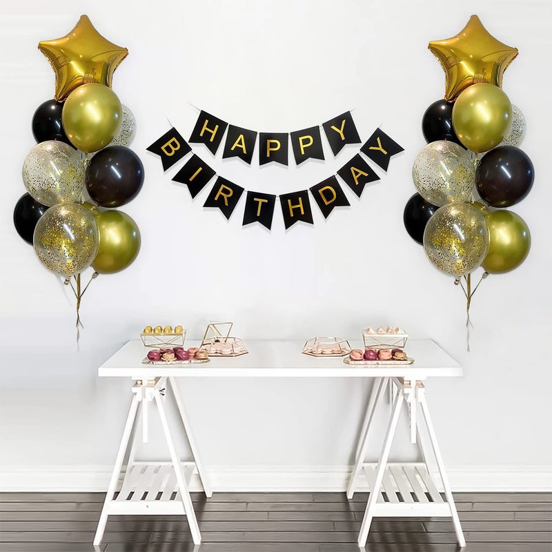 SpecialYou.in Birthday Decoration Items with Golden & black balloons for decoration, birthday decoration items for men, balloons for birthday decor, birthday decoration for women- 27 Pcs Rubber - Image 2