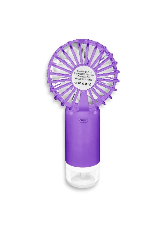 Generic - Mini Handheld Spray Fan, cute decorative design, small size and easy to carry in hand or put in bag, equipped with USB rechargeable battery, 3 speed on/off switch, also has a small space under the fan to fill water to enhance cooling, nice gift for kids. - Image 1