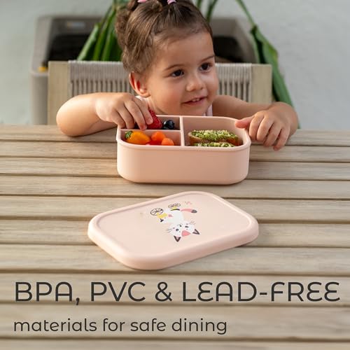 ASOMIC Silicone Bento Lunch Box for Toddlers & Kids, Leakproof & BPA-Free, 3 Compartments, Microwave & Dishwasher Safe, Ideal for Daycare, Preschool & Baby Meals (Unicorn) - Image 4