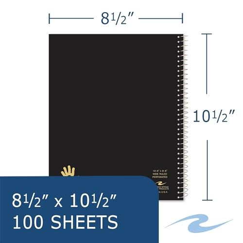 Roaring Spring Lefty Spiral Notebook, Wide Ruled One Subject Left Handed Notebook, 10.5" x 8.5", 100 Sheets, Assorted Color Covers - Image 2