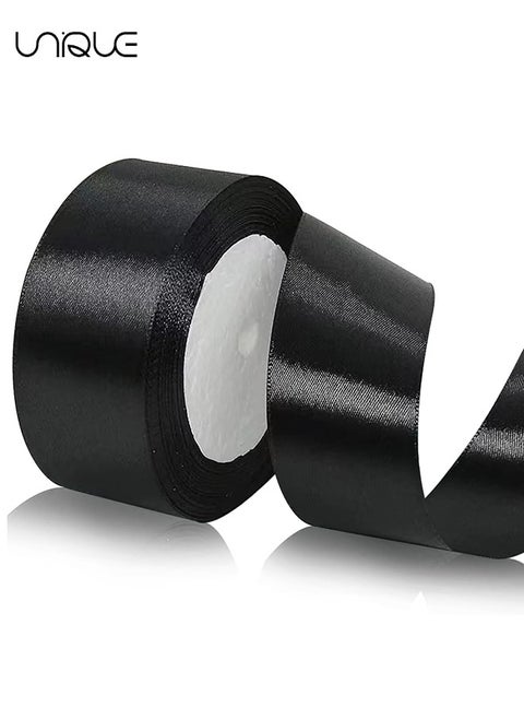 Black Ribbon, 1-1/2 Inches x 25 Yards Fabric Satin Ribbon for Gift Wrapping, Crafts, Hair Bows Making, Wreath, Wedding Party Decoration and Other Sewing Projects