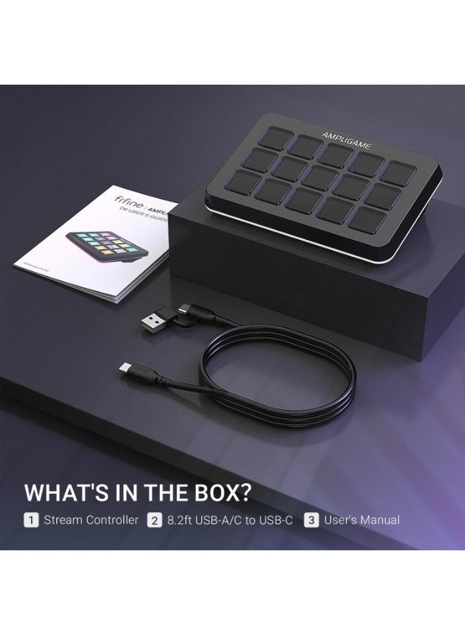 فيفين وحدة تحكم البث المباشر D6 AmpliGame مزودة بـ 15 مفتاح ماكرو، ولوحة مفاتيح للبث المباشر مع إمكانية تنفيذ إجراءات في OBS/Twitch/YouTube/Streamlabs، ولوحة مفاتيح بأزرار اختصار، متوافقة مع أجهزة Mac و PC - Image 5