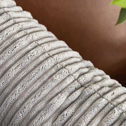 UGS UGASA UGASA Super Soft Plush Corduroy Pillow Covers Solid Textured Large Throw Euro Pillow Sham Cushion Cover for Couch Floor, 2 Pcs, 16 x 16, Light Grey - Image 4