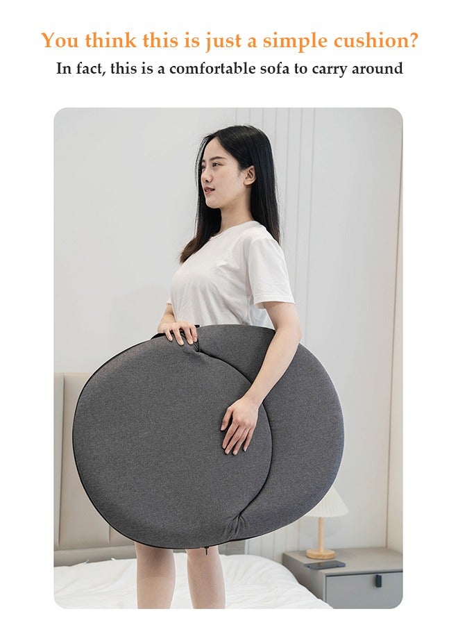DUNISO Tatami chair, floor to ceiling chair with back support, foldable lazy floor sofa cushion，with handle, five gears can be adjusted, suitable for living room, balcony, bed，grey - Image 2