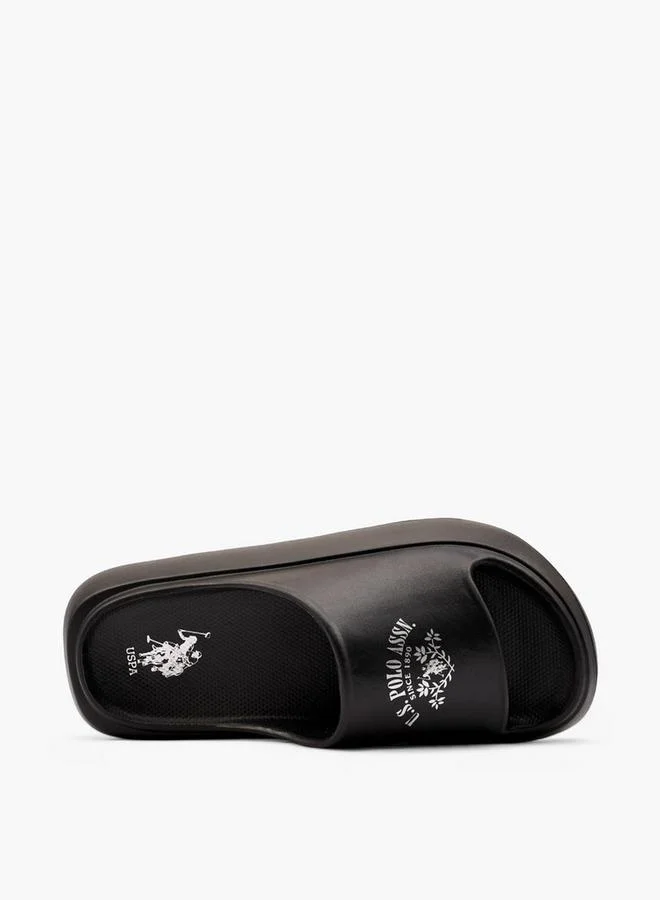 U.S. Polo Assn. BLACK Women Logo Print Slides for Women | Best Price UAE