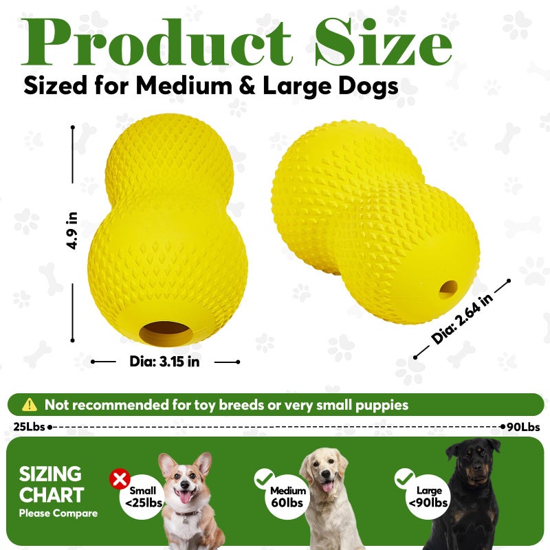 Kimee Natural Rubber Dog Chew Toy, Tough Gourd Dog Toy for Aggressive Chewers, Milk-Scented Interactive Dog Toy for Medium & Large Dogs to Chew, Tug & Fetch - Image 2