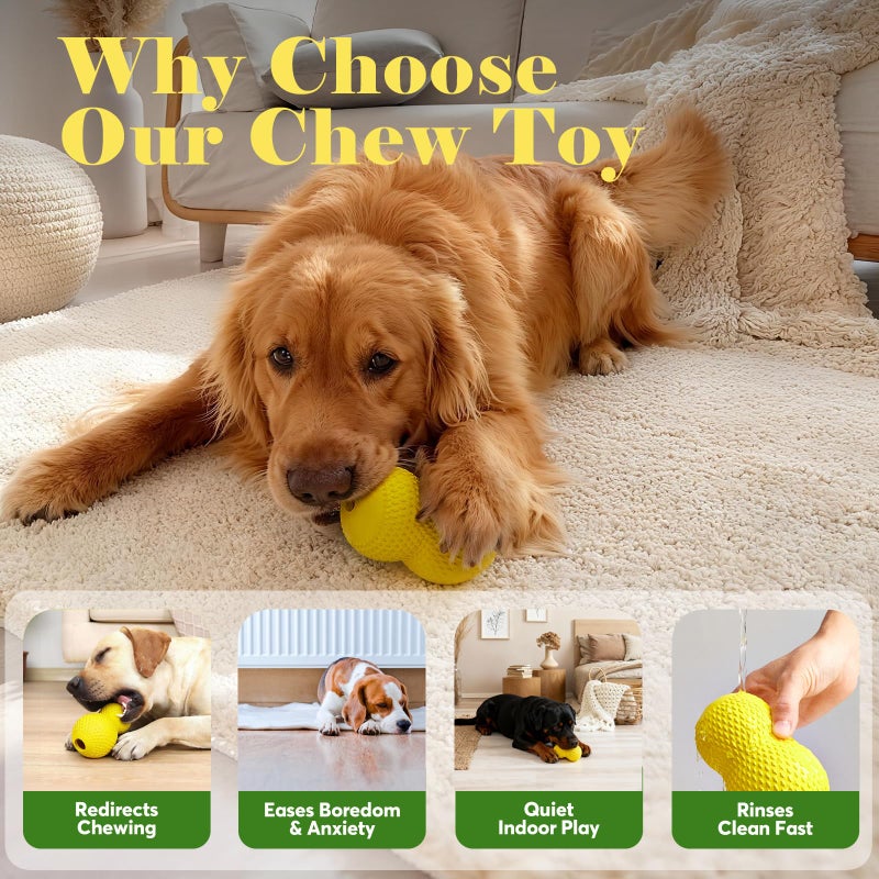 Kimee Natural Rubber Dog Chew Toy, Tough Gourd Dog Toy for Aggressive Chewers, Milk-Scented Interactive Dog Toy for Medium & Large Dogs to Chew, Tug & Fetch - Image 4