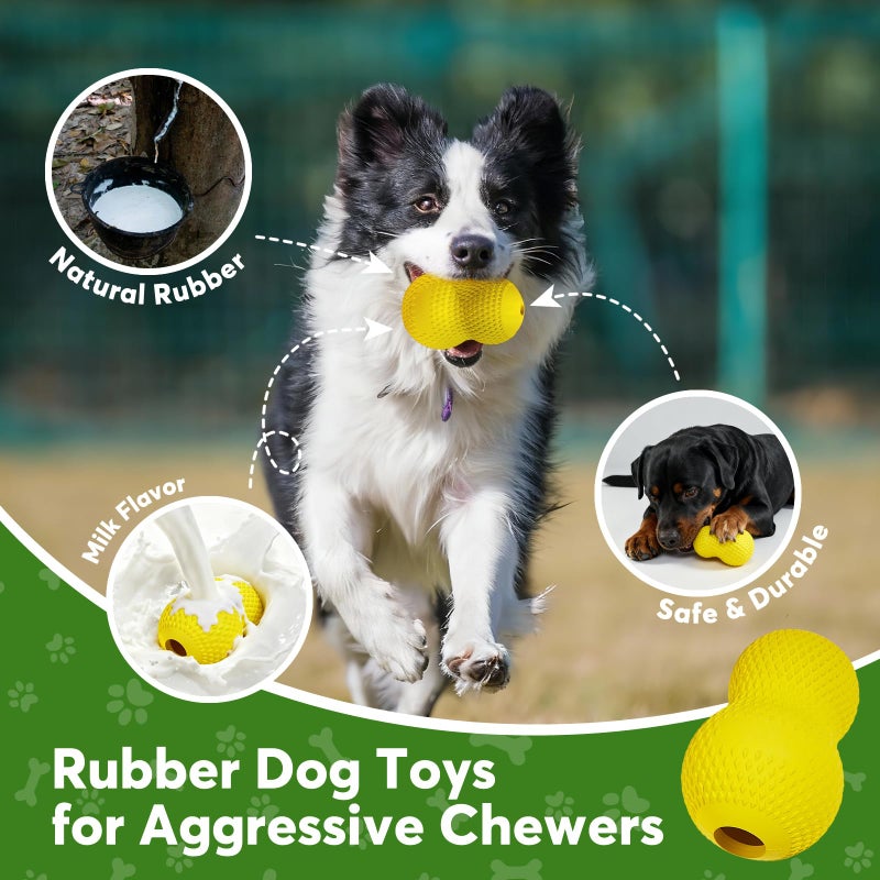 Kimee Natural Rubber Dog Chew Toy, Tough Gourd Dog Toy for Aggressive Chewers, Milk-Scented Interactive Dog Toy for Medium & Large Dogs to Chew, Tug & Fetch - Image 3
