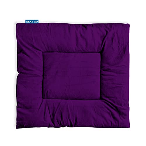 NEXTGO Floor Mat Puja Aasan 2Feet x 2Feet | Velvet Makhmal Fabric Microfiber Filling Floor Aasan for Dinner, Puja, Meditation, Garden, Yoga Mat for Home Office Ghar | Pack of 1 Dark Purple - Image 1