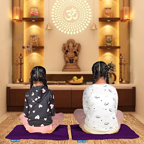 NEXTGO Floor Mat Puja Aasan 2Feet x 2Feet | Velvet Makhmal Fabric Microfiber Filling Floor Aasan for Dinner, Puja, Meditation, Garden, Yoga Mat for Home Office Ghar | Pack of 1 Dark Purple - Image 2