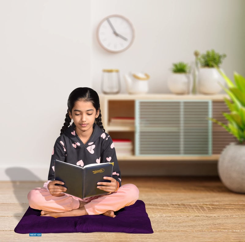 NEXTGO Floor Mat Puja Aasan 2Feet x 2Feet | Velvet Makhmal Fabric Microfiber Filling Floor Aasan for Dinner, Puja, Meditation, Garden, Yoga Mat for Home Office Ghar | Pack of 1 Dark Purple - Image 3