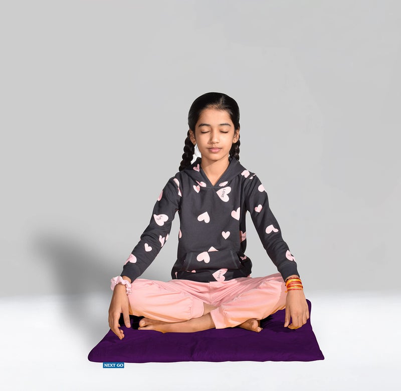 NEXTGO Floor Mat Puja Aasan 2Feet x 2Feet | Velvet Makhmal Fabric Microfiber Filling Floor Aasan for Dinner, Puja, Meditation, Garden, Yoga Mat for Home Office Ghar | Pack of 1 Dark Purple - Image 5