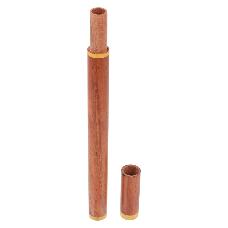 Natural Rosewood Incense Holder Tube 10g with Boxwood Inlay 3 Rings - Image 1