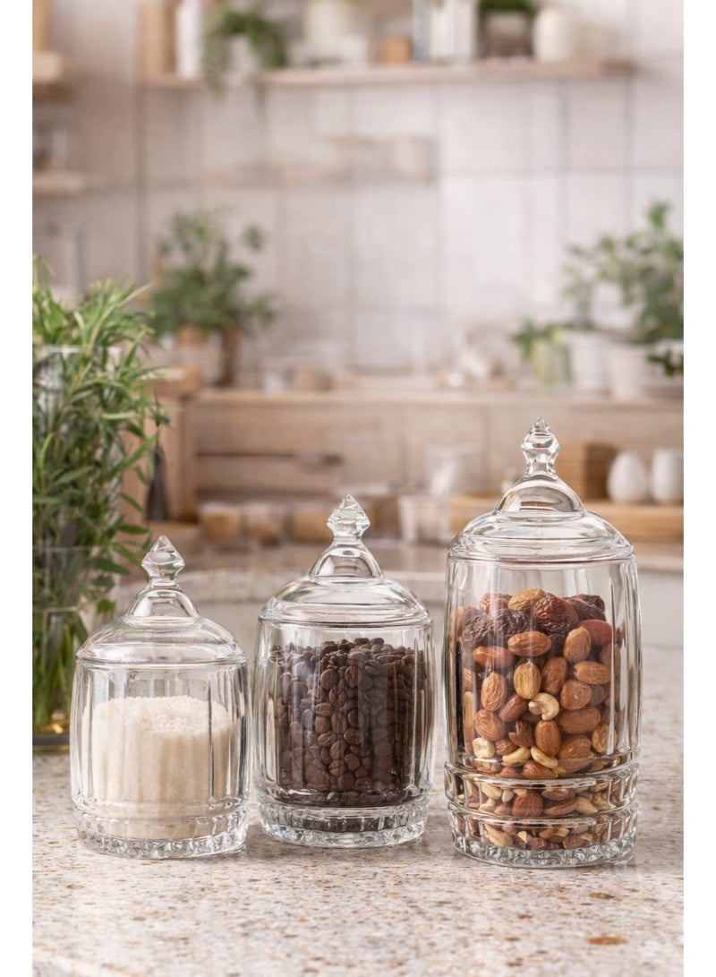 Green Apple ✨ Glass Storage Container Set with Lid – 3 Pieces | 14×9 cm – 17×9 cm – 20×9 cm ✨ - Image 1