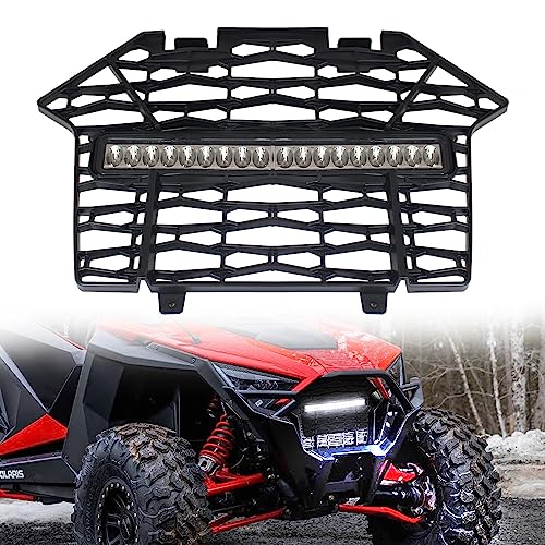 KAKABAS Front Mesh Grill Light With LED Light Bar for PRO XP，RZR PRO XP,UTV Waterproof Mesh Grille Insert Guard Compatible With Polaris 2020-2023 RZR PRO XP XP4/ RZR PRO R/RZR Turbo R Accessories - Image 1