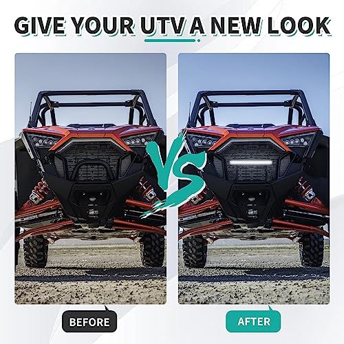 KAKABAS Front Mesh Grill Light With LED Light Bar for PRO XP，RZR PRO XP,UTV Waterproof Mesh Grille Insert Guard Compatible With Polaris 2020-2023 RZR PRO XP XP4/ RZR PRO R/RZR Turbo R Accessories - Image 2