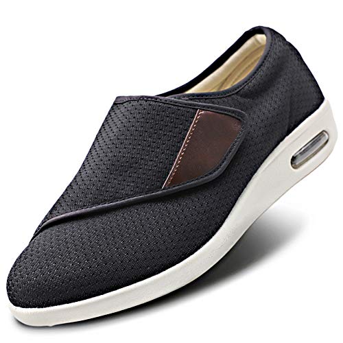 Orthoshoes Womens Stylish Diabetic Shoes with Arch Support,Extra Wide Widths Walking Edema Sneakers Adjustable Strap Easy On/Off with 3 Pairs Insoles Replacement for Support Swollen Feet Black - Image 1