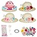 Cinrobiye 12 Set DIY Tea Party Hats for Girls Straw Hat with Artificial Flowers Home School Creative Craft Painting Hats Cowboy Dress Up Straw Hat Mothers Day Tea Birthday Party Decoration Supplies - Image 3