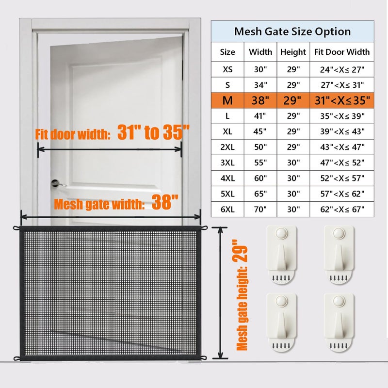 Cupount Dog Screen Mesh Gate for Stairs Pet Gates for The House: for Doorways Stairways Indoor 29 inches Tall, 38 inch Wide, Fits 32-35 inch Openings - Image 3