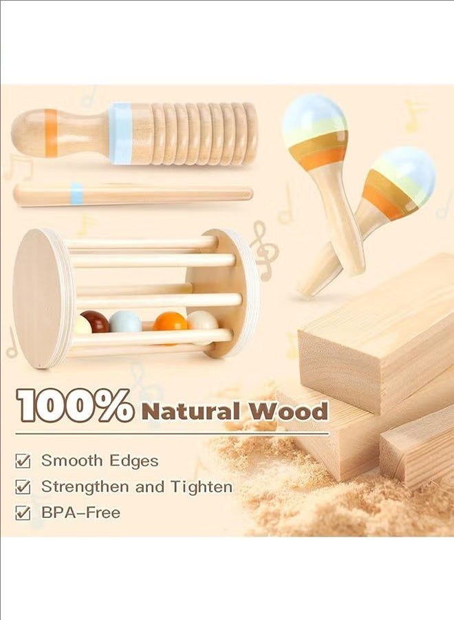 بلومنغ تايم مجموعة أدوات قرع ملونة محايدة للأطفال ، ألعاب مونتيسوري الخشبية مناسبة للأطفال الذين تتراوح أعمارهم بين 1-3 سنوات ، بما في ذلك مجموعة من ثماني قطع من ألعاب الموسيقى للأطفال في مرحلة ما قبل المدرسة ، ومناسبة للأطفال فوق سن 3 سنوات - Image 2